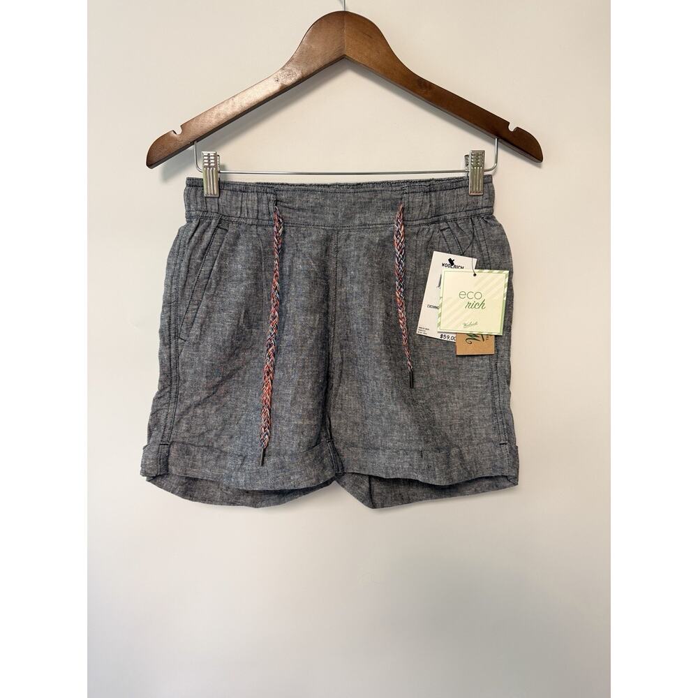 New Woolrich Women Linen Cotton Paperbag Shorts Pull On Elastic Waist 28X5 XS